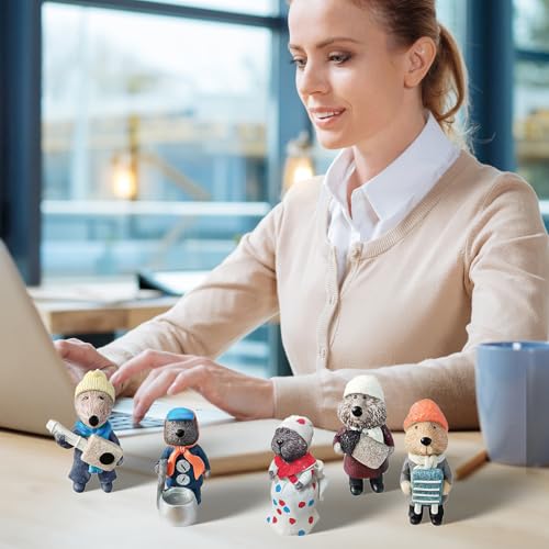 5-Piece Resin Otter Musician Figurines Set for Tabletop Holiday Decor