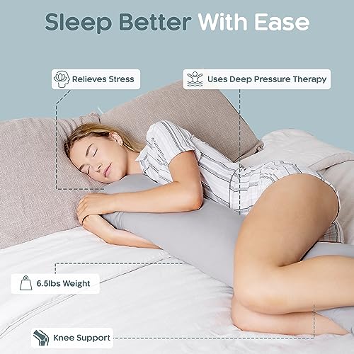 Weighted Body Pillow 6.5lbs - Cooling Tencel Cover, 41" x 10"