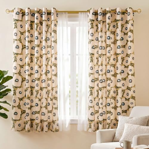 Vintage Linen Semi-Blackout Curtains - 2 Panels, 65"x79"