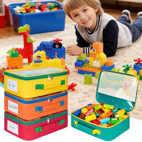 4 Pack Large Toy Storage Bags, Transparent Organizer for Building Blocks