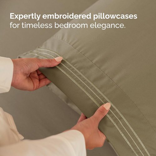 Full XL Bed Sheet Set by Hotel Luxury - Soft, Breathable & Cooling 4-Piece Bedding - Deep Pockets, Fade & Wrinkle Free - Khaki