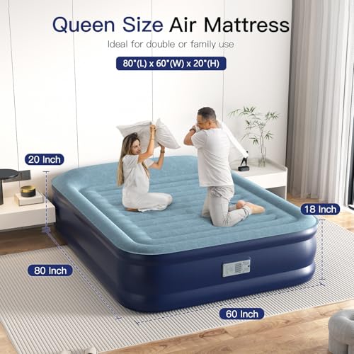 Queen Air Mattress 20" with Built-in Pump & Pillow Top