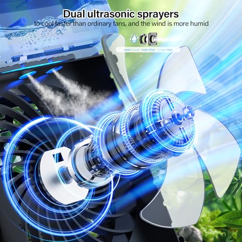 Portable Air Conditioner Fan, 1200ml Personal Cooler with Mist and Remote