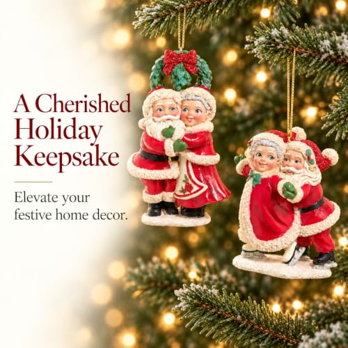 The Bridge Collection 2 Santa & Mrs. Claus Resin Ornaments, 4.25"