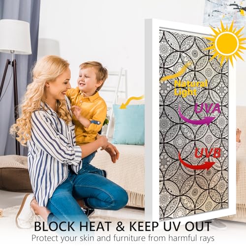 Boho Stained Glass Window Privacy Film, 17.7" x 78.7"