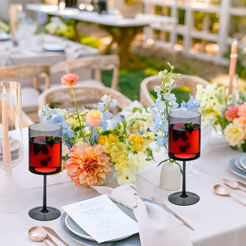 Black Plastic Champagne Flutes Set 48 Pcs 10oz Reusable Wedding Drinkware