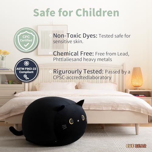 Black Cat Stuffed Animal Storage Bean Bag Chair Cover for Kids