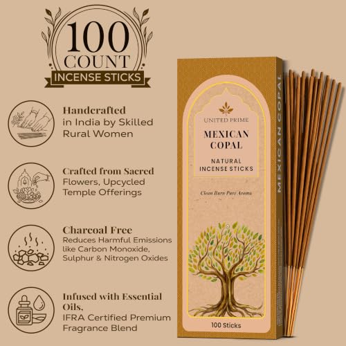 Natural Copal Incense Sticks - 100 Count Organic Handmade Resin Incense