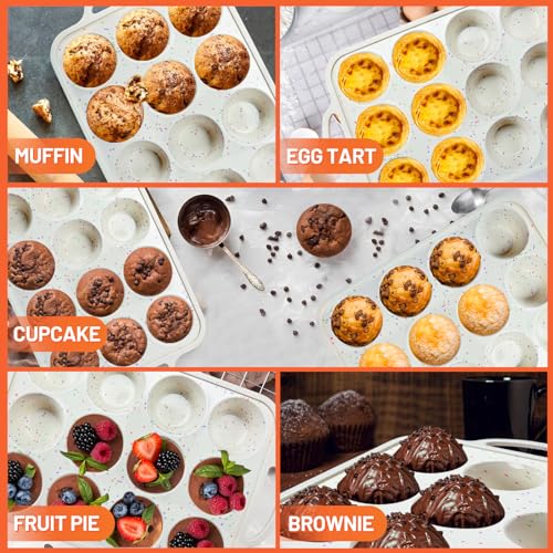 12-Cup Silicone Muffin Pan with Metal Reinforced Frame (Set of 2)
