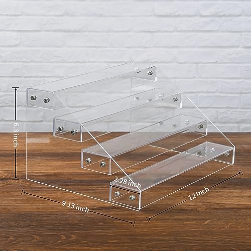 12-Inch 4-Tier Acrylic Display Riser Shelf for Collectibles and Cosmetics