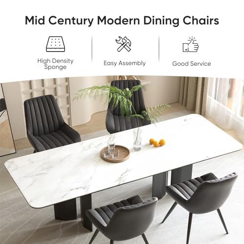 Modern Upholstered Dining Chairs, Set of 4 with Thick Cushions & Metal Legs