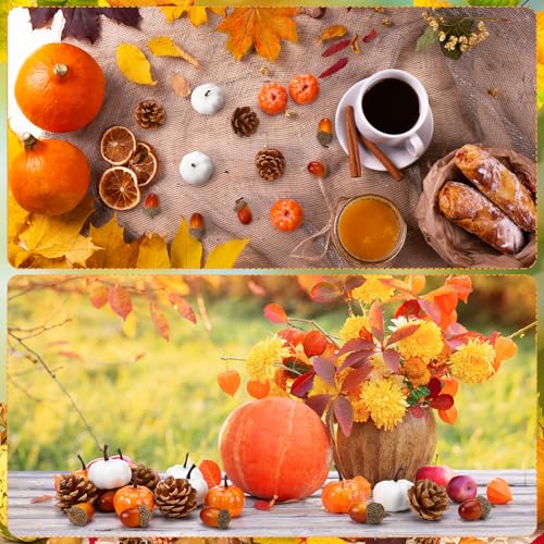 120pcs Artificial Fall Pumpkin, Acorn & Pine Cone Set for Autumn Decor