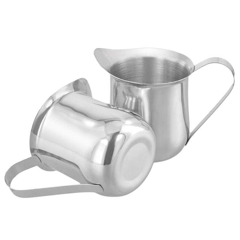 KEILEOHO 6 PCS 5oz Stainless Steel Bell Creamers, Small Creamer Pitcher, Coffee Creamer with Wide Mouth for Cream, Sauce, Milk, Coffee, Silver