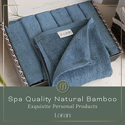 Loran Set of 6 Bamboo Facial Washcloths - Soft Reusable Exfoliating Cloths for Sensitive Skin