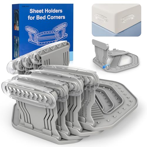 Heavy Duty Bed Sheet Holders - Set of 4 Sheet Clips (Grey)