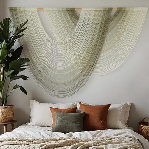 Large Macrame Wall Hanging Tapestry - Moss Green Dip Dyed Ombre (57" x 39")