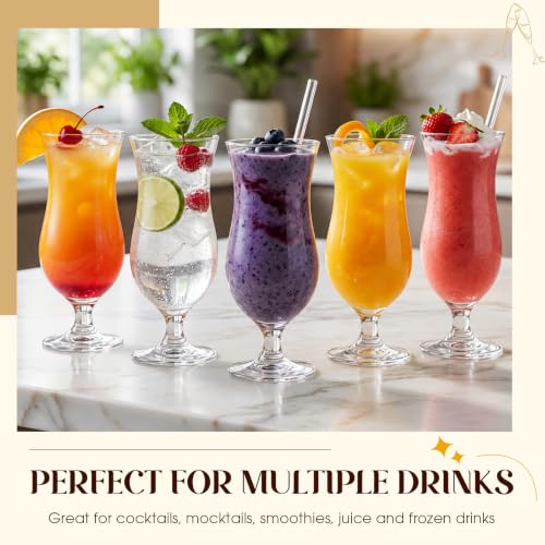 Patelai Short Stem 14 oz Hurricane Glasses Set for Tropical Drinks, Pina Coladas, 12 Pack