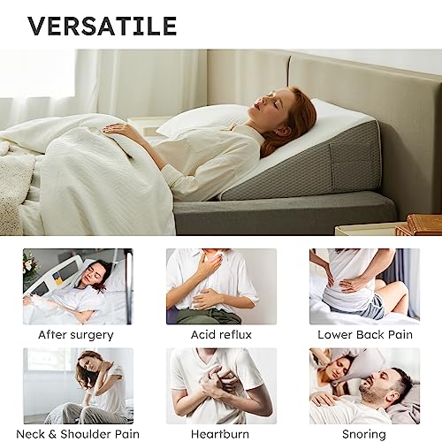 Bedluxe 10 Inch Cooling Gel Bed Wedge Pillow for Acid Reflux Relief