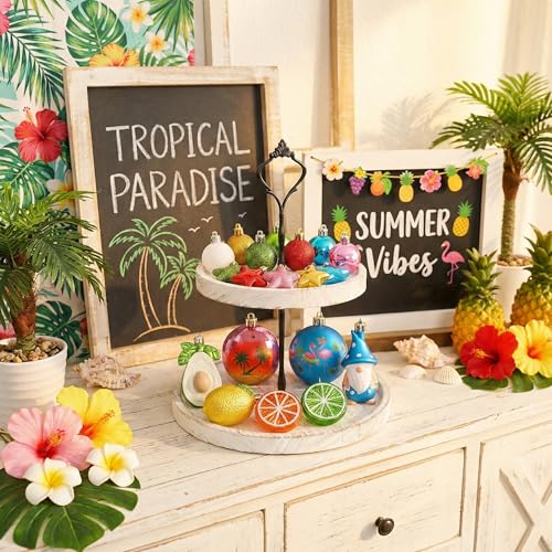 30-Piece Shatterproof Summer Tree Ornaments Set - Tropical Coastal Decor