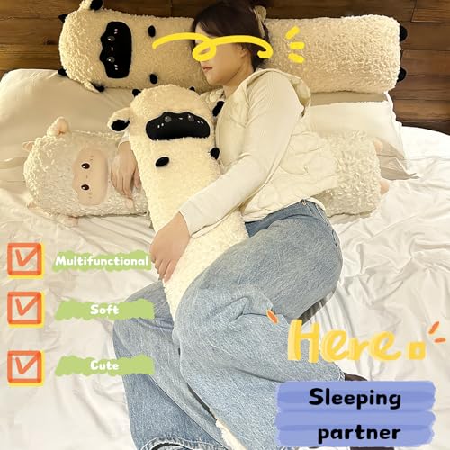 Goylmc 47 Inch Black Sheep Plush Pillow, Soft Stuffed Animal for Gifts