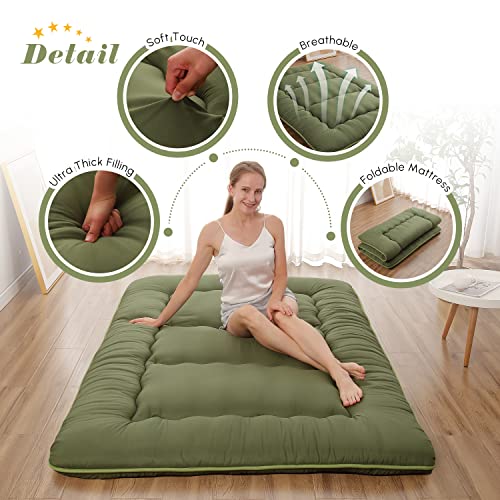 Japanese Floor Futon Mattress - Portable Roll-Up Tatami Sleeping Mat