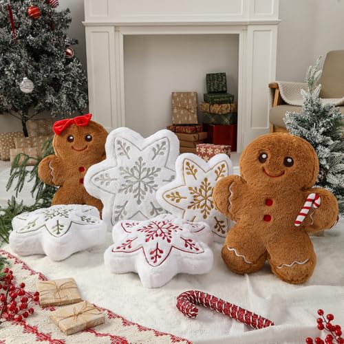 YRXRUS 16x12 Inch Christmas Gingerbread Pillow - Cute Holiday Throw Cushion
