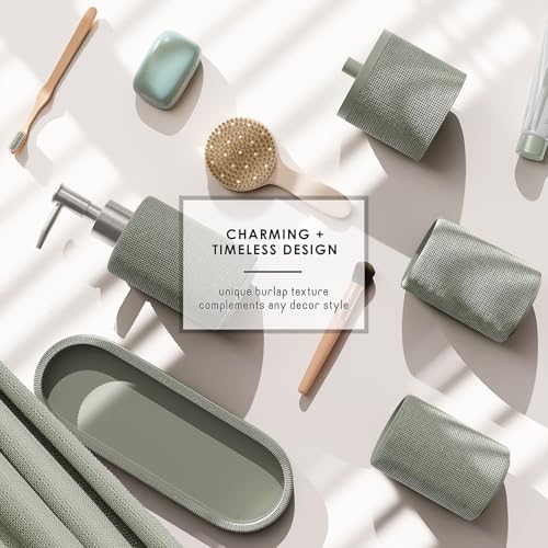 19-Piece Sage Green Bathroom Accessory Set with Shower Curtain