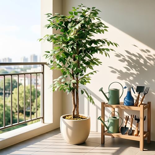 5FT Faux Ficus Tree with Sturdy Pot - Indoor Outdoor Decor