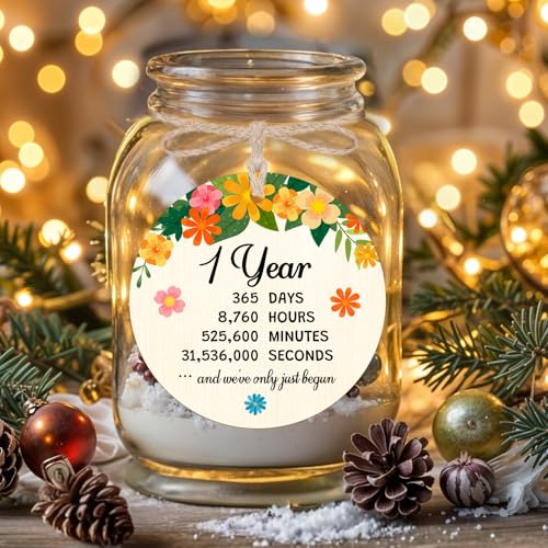 First Anniversary Wooden Ornament – 8cm x 8cm Hanging Christmas Couple Gift