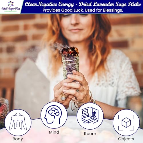 Lavender and White Sage Smudge Sticks for Home Cleansing - 4 Pack