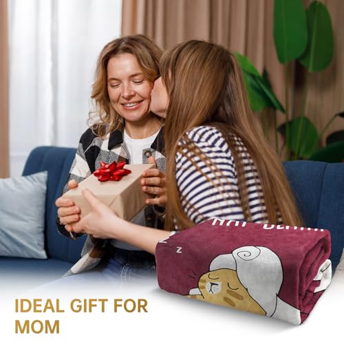 60x50 Inch Mom Gifts Blanket from Daughter or Son - Burgundy Cozy Nap Throw