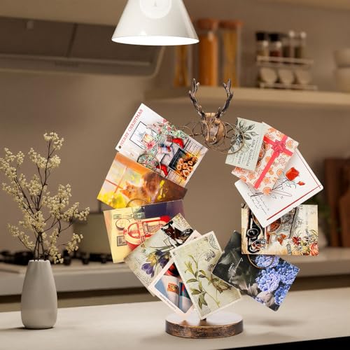 Reindeer Christmas Card Holder Display 18-inch Metal Spiral Decor