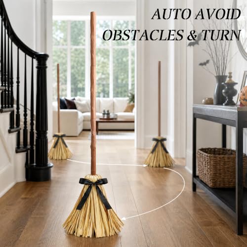Joyehome Animated Floating Witch Broom - 49" Touch & Sound Activated Halloween Indoor Decoration