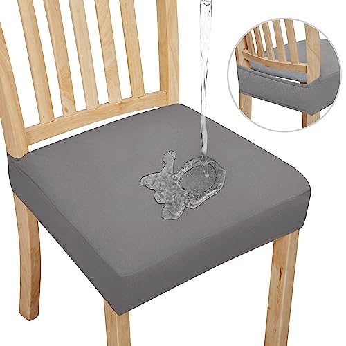 Waterproof Dining Chair Seat Covers - Set of 4, Light Gray
