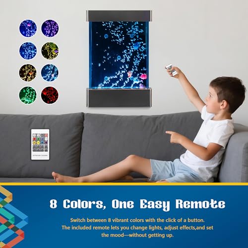 Tenmind LED Bubble Wall Panel 24x16 Inch with Fish & RGB Lights for Sensory Rooms