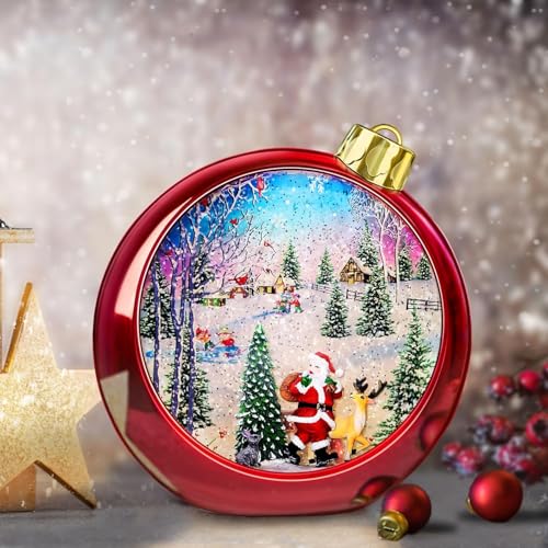 Lighted Santa Christmas Snow Globe Lantern with 8 Songs & Timer, 8.7"