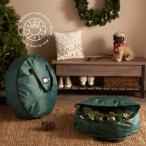 30 Inch Christmas Wreath Storage Bag 2 Pack Oxford Waterproof Green