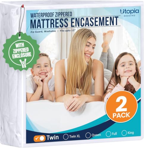 Utopia Bedding Waterproof Zippered Twin Mattress Encasement (2 Pack)