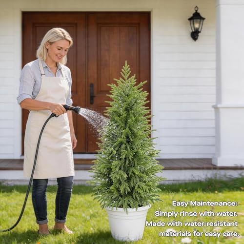 3ft Artificial Norfolk Pine Topiary Trees, UV Resistant Potted Set of 2