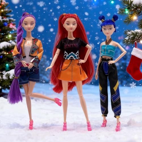HIDLY 2025 Korean Idol Dolls Set with Trendy Outfits - 3PCS Gift for Kids