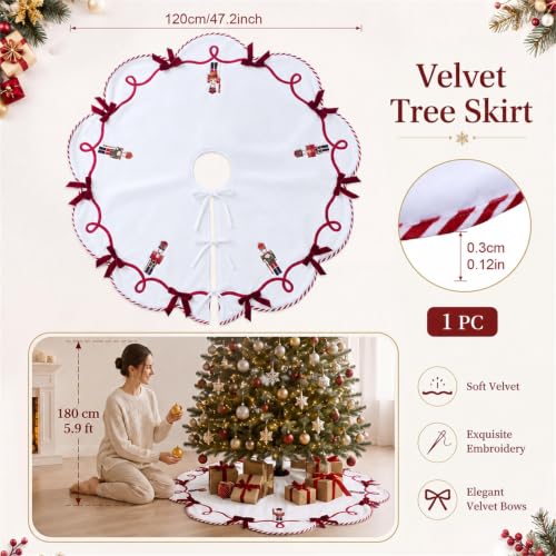 Blueweenly Classic 36 Inch Nutcracker Christmas Tree Skirt in Red, Festive Holiday Decor
