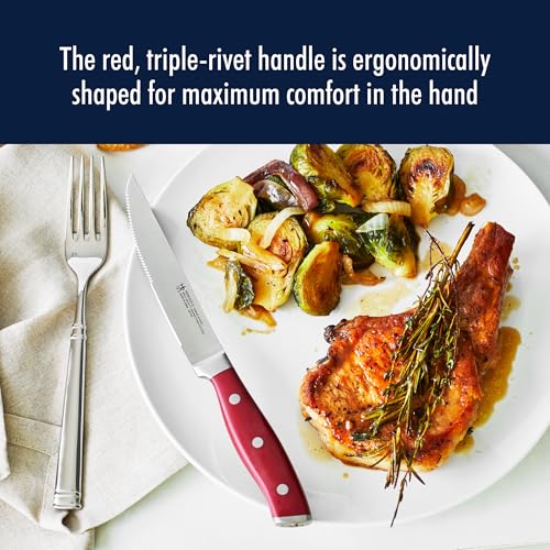 Henckels Forged Accent 4-Piece Razor-Sharp Steak Knife Set, Red