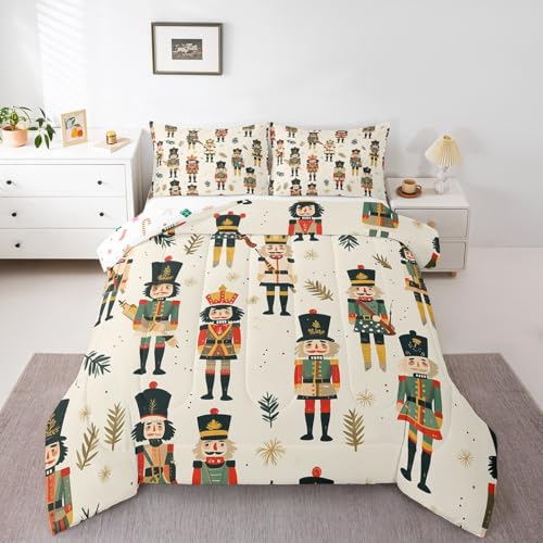 Feelyou Merry Christmas Comforter Set Twin - 68x90 Kids Bedding, Red Yellow Black