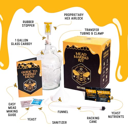Mead Making Kit Reusable 1 Gallon Starter Set for Honey Wine