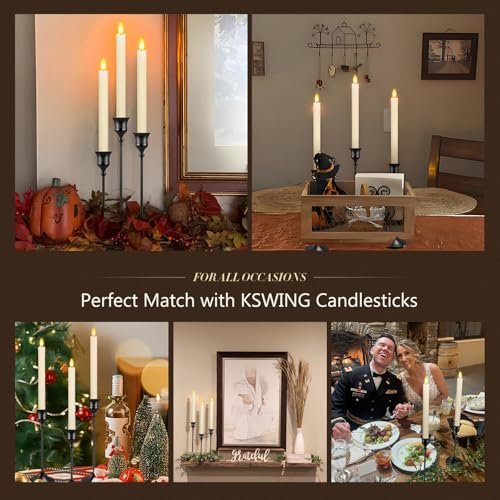 Metal Taper Candle Holders Set of 6 - Black Decorative Holders for Home Decor