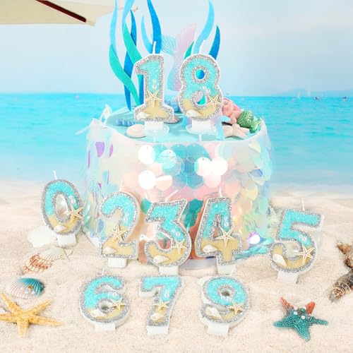 Starfish Number 1 Birthday Candle - Blue Ocean Cake Topper