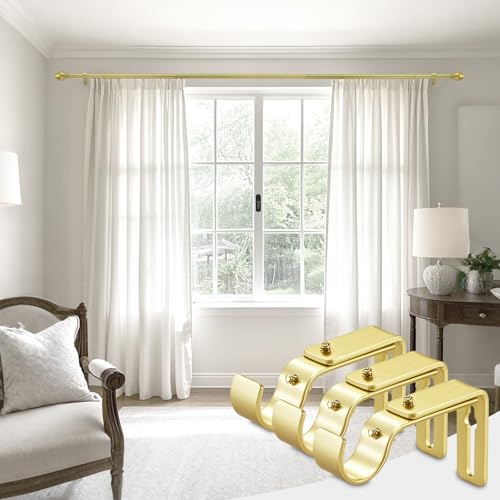 Adjustable Curtain Rod Brackets - Heavy Duty Metal Holders, 3-Pack