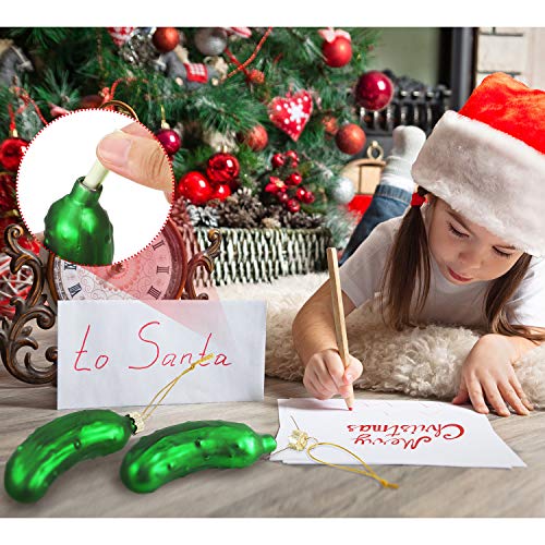 Willbond Green Glass Christmas Pickle Tree Ornament - 20 Pieces Holiday Decorations
