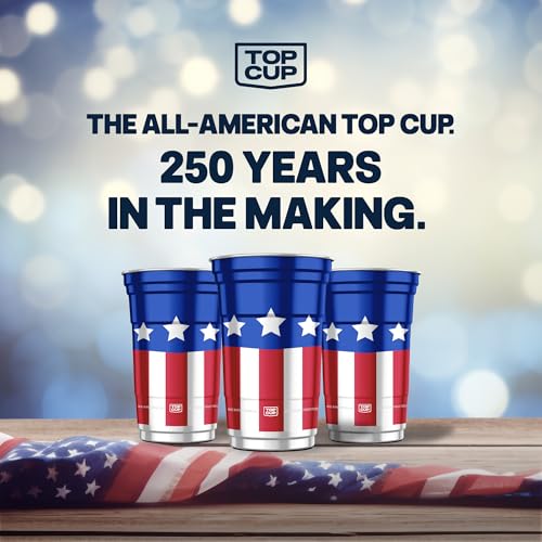 Top Cup Reusable Aluminum Party Cups, 20 oz, 20 Count, Americana