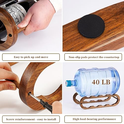 2-Tier Acacia Wood Wine Rack and Water Bottle Organizer for Countertop